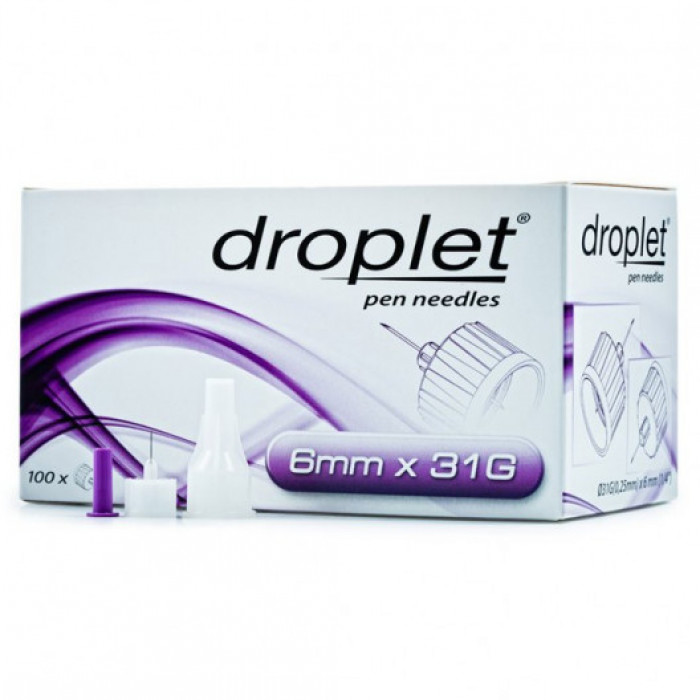 Иглы для инсулиновых шприц-ручек Droplet 6mm x 31G (100 шт.)