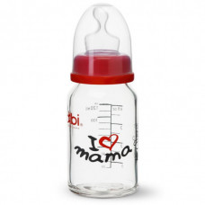 Бутылочка антиколиковая стеклянная Bibi I LOVE MAMA 120 мл.