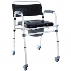 Складной стул-туалет с мягким сиденьем на колёсах OSD-2110QAB