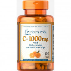Витамин С с биофлавоноидами, Vitamin C, Puritan's Pride, шиповник, 1000 мг, 100 капсул