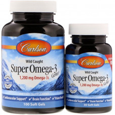 Рыбий жир, Super Omega·3, Carlson Labs, 1200 мг, 130 капсул