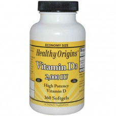 Витамин Д3, Vitamin D3, Healthy Origins, 2000 МЕ, 360 капсул