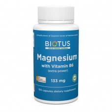 Магний и витамин В6, Magnesium with Vitamin B6, Biotus, экстра сильный, 100 капсул