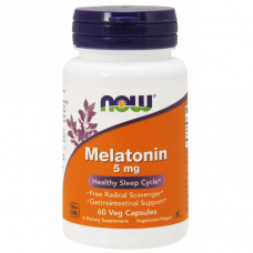 Мелатонин, Melatonin, Now Foods, 5 мг, 60 капсул