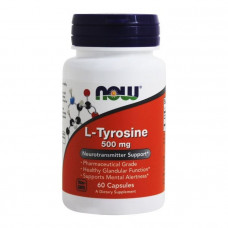 Тирозин, L-Tyrosine, Now Foods, 500 мг, 60 капсул