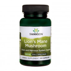 Їжовик гребінчастий, Lion's Mane Mushroom, Swanson, 500 мг, 60 капсул