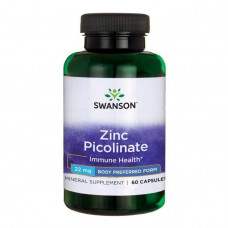 Пиколинат цинка, Zinc Picolinate, Swanson, 22 мг, 60 капсул
