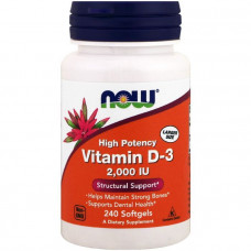 Витамин Д3, Vitamin D-3, Now Foods, 2000 МЕ, 240 капсул.
