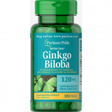 Гинкго Билоба, Ginkgo Biloba, Puritan's Pride, стандартизированный экстракт, 120 мг, 100 капсул