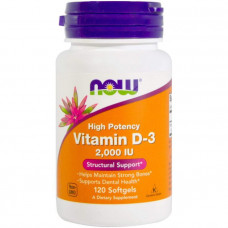 Витамин Д3, Vitamin D-3, Now Foods, высокоэффективный, 50 мкг (2000 МЕ), 120 капсул