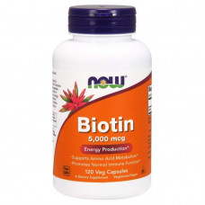 Биотин, Biotin, Now Foods, 5000 мкг, 120 капсул