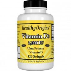 Витамин Д3, Vitamin D3, Healthy Origins, 5000 МЕ, 120 капсул