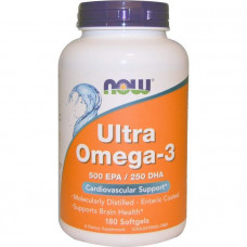 Супер омега 3, Omega-3, Now Foods, 500 EPA/250 DHA, 180 капсул